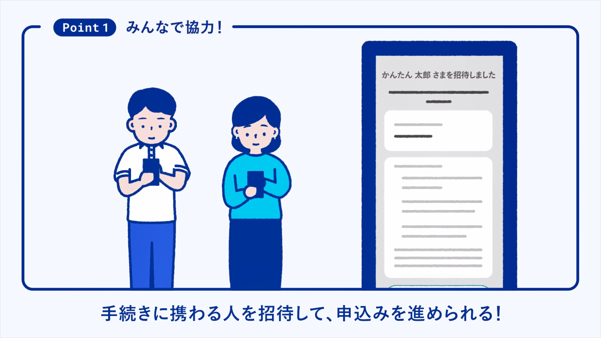 手続きに携わる人を招待して、申込みを進められる!